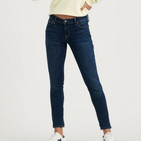 Lucky Brand Lolita Skinny Jeans Boho Bohemian Dark Wash Mid Rise Jegging 4 27 - Picture 1 of 9